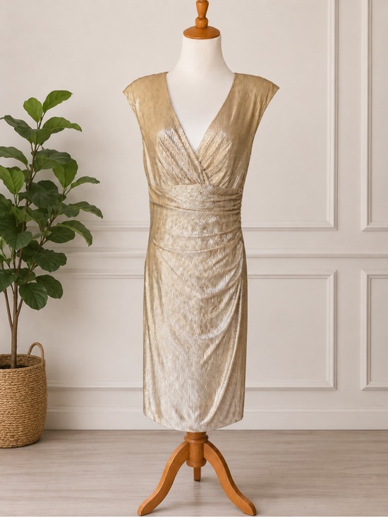 Lauren Ralph Lauren Dresses & Skirts - Champagne colored Metallic V-Neck Dress by Ralph Lauren
